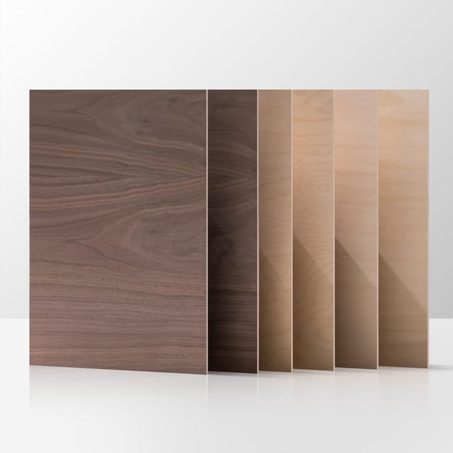 Láminas de madera láser ROBOTIME, paquete de 6 unidades, 3 mm, madera de tilo, 2 unidades de nogal y 2 unidades de abedul