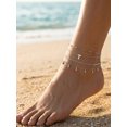 thumbnail image 3 of Silvora Initial Anklet for Women Silver Stainless Steel Layered Ankle Bracelet Dainty Adjustable Waterproof Foot Chain Summer Beach Jewelry Gifts for Sister Friends Niece-Letter T, 3 of 7