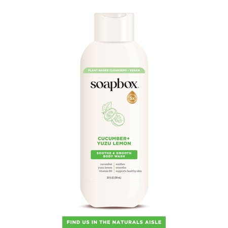 Soapbox Moisture Multiplying Body Wash for Women & Men  All Skin Types  Cucumber and Yuzu Lemon  20 oz