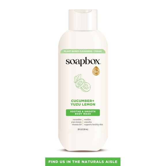 Soapbox Moisture Multiplying Body Wash for Women & Men, All Skin Types, Cucumber and Yuzu Lemon, 20 oz
