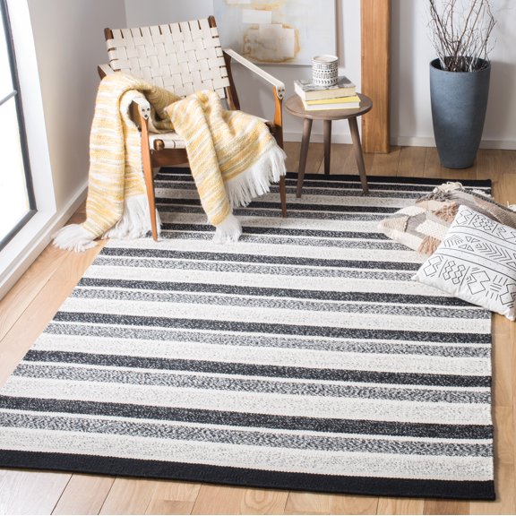 Safavieh Kilim Carlie Striped Reversible Area Rug, Black/Ivory, 3' x 5'