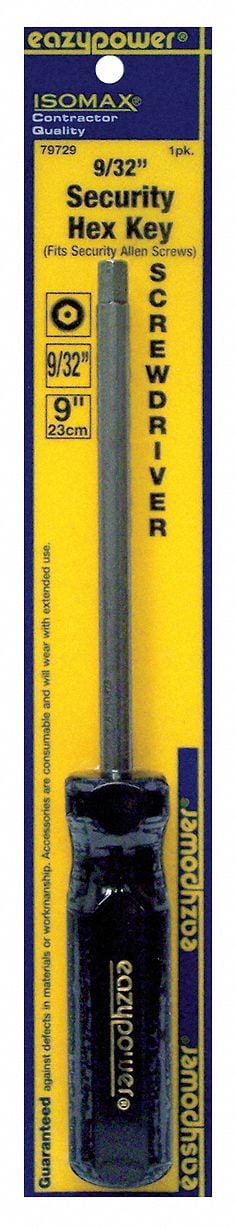 Eazypower 79729 1-Pack 9/32-inch Security Hex Key Isomax 9-inch Screwdriver Eazypower 79729 1-Pack 9/32-inch Security Hex Key Isomax 9-inch Screwdriver