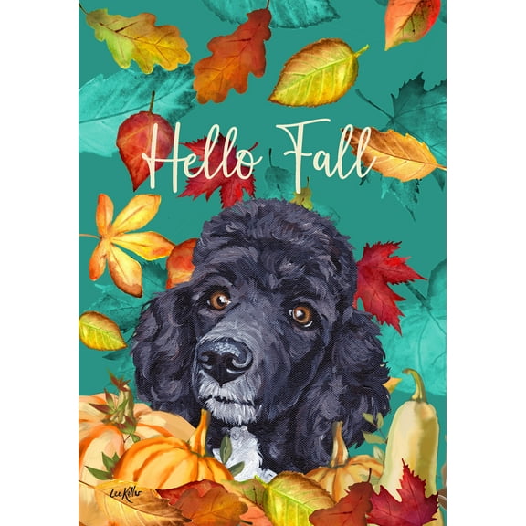 Poodle Black - Hippie Hound Studios Fall Garden Flag