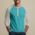 thumbnail image 5 of Hearthz Mens 3/4 Raglan Sleeve Tshirts Henley Neck Baseball Jersey Colorblock Dressy Tops for Men Fall Mens Tshirts, 5 of 9