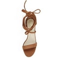 thumbnail image 4 of BLISSFUL STEP Women's Open Toe Lace up Sandals Mid Block Heels Sandals Brown 7, 4 of 8
