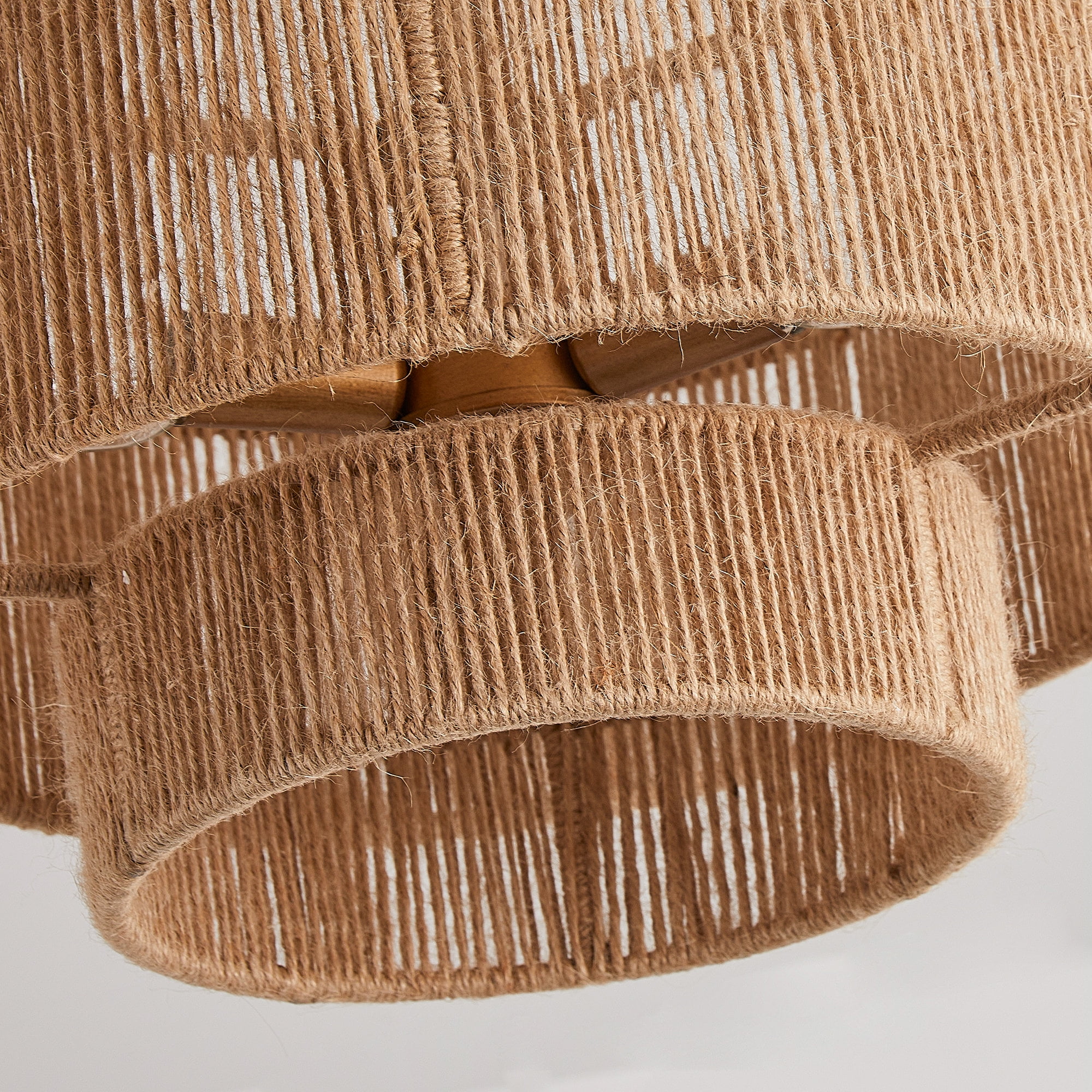 Parrot Uncle 15.4" Boho Hemp Rope Semi-Flush Mount Retro Gold Ceiling Lights Fixture