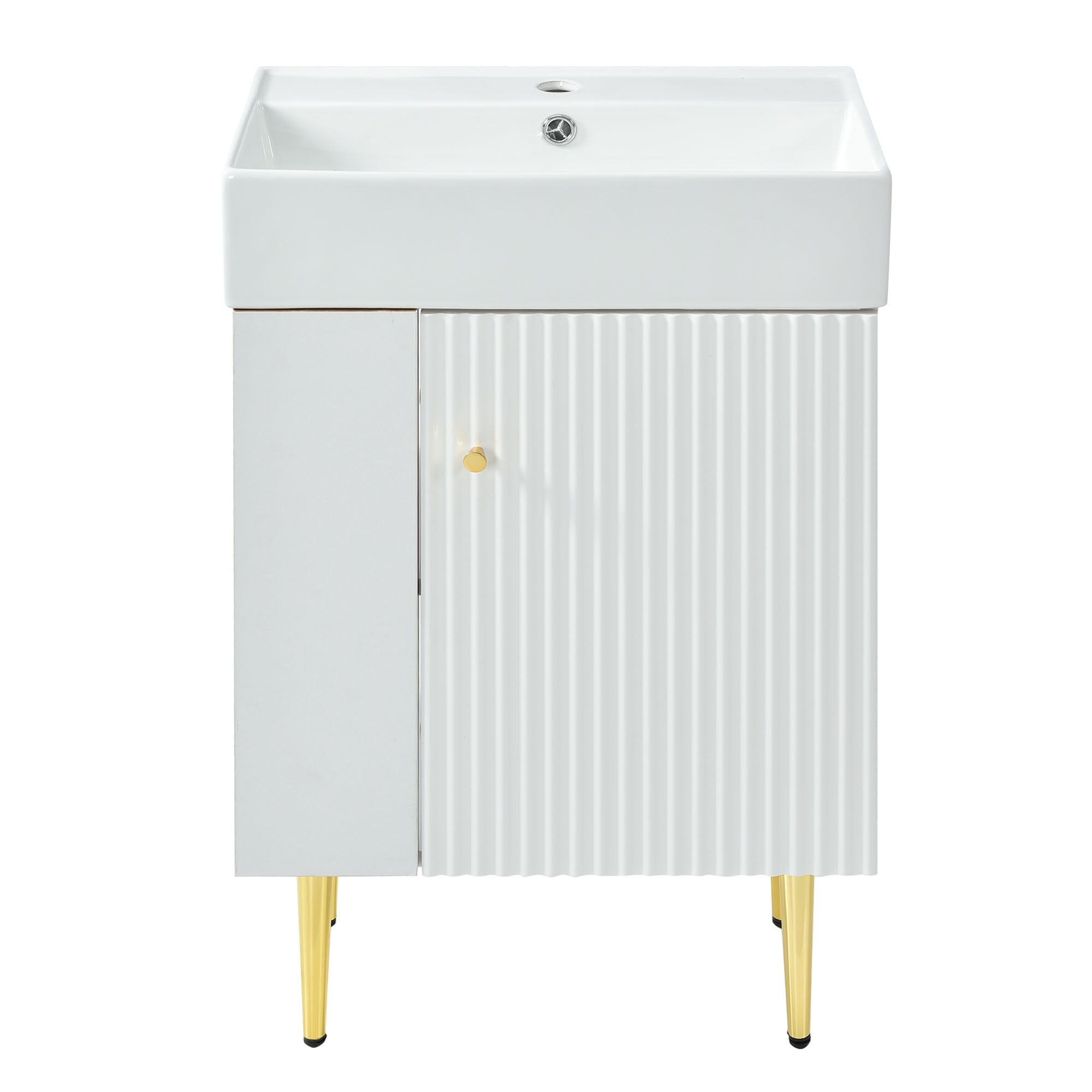 Harper & Bright Designs Bathroom Vanity with Sink Combo, 1 Door, Assembled, White