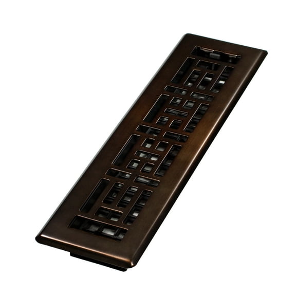 Decor Grates 2" x 12" Steel Plated Rubbed Bronze Finish Oriental Design Floor Register