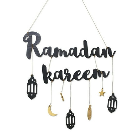 

HeroNeo Eid Ramadan Decoration Wooden Wall Hanging Ramadan Kareem Moon Star Pendant