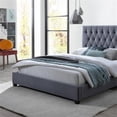 thumbnail image 3 of Elda Mid Century Modern Gray Velvet Upholstered Queen Platform Bed, 3 of 7