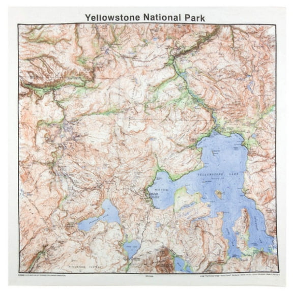 Printed Image Yellowstone National Park Topographical Bandanna