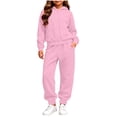 thumbnail image 2 of Husipze Sweat Suit Set 2 Piece Zip up Solid Hooded Sweatshirt and Tapered Jogger Sweatpants with Pockets Soft Fleece Tracksuit Pink 3-4 Years, 2 of 8