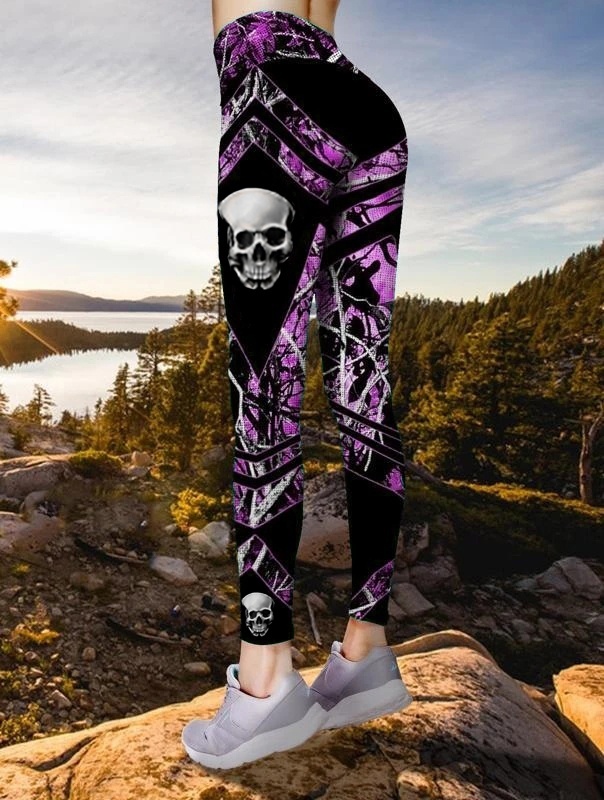 Womens Skull Print Skinny Leggins Punk 