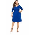 thumbnail image 1 of U.Vomade Robe d'Été pour Femme Grande Taille Décontractée à Manches Mi-Longues à Col en V, 1 of 6
