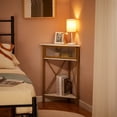 thumbnail image 3 of VECELO Set of 2 Corner Storage Cabinet with Flip Drawer and Shelf, Triangle Freestanding Floor Cabinet for Kitchen, Living Room and Hall, White + Gold Frame, 3 of 9