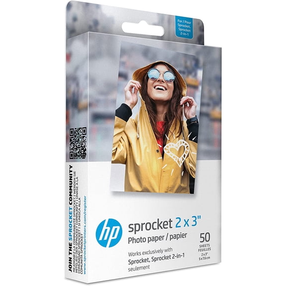 Sprocket 2x3" Premium Sticky Back Photo Paper (50 Sheets) Compatible with Sprocket Photo Printers.