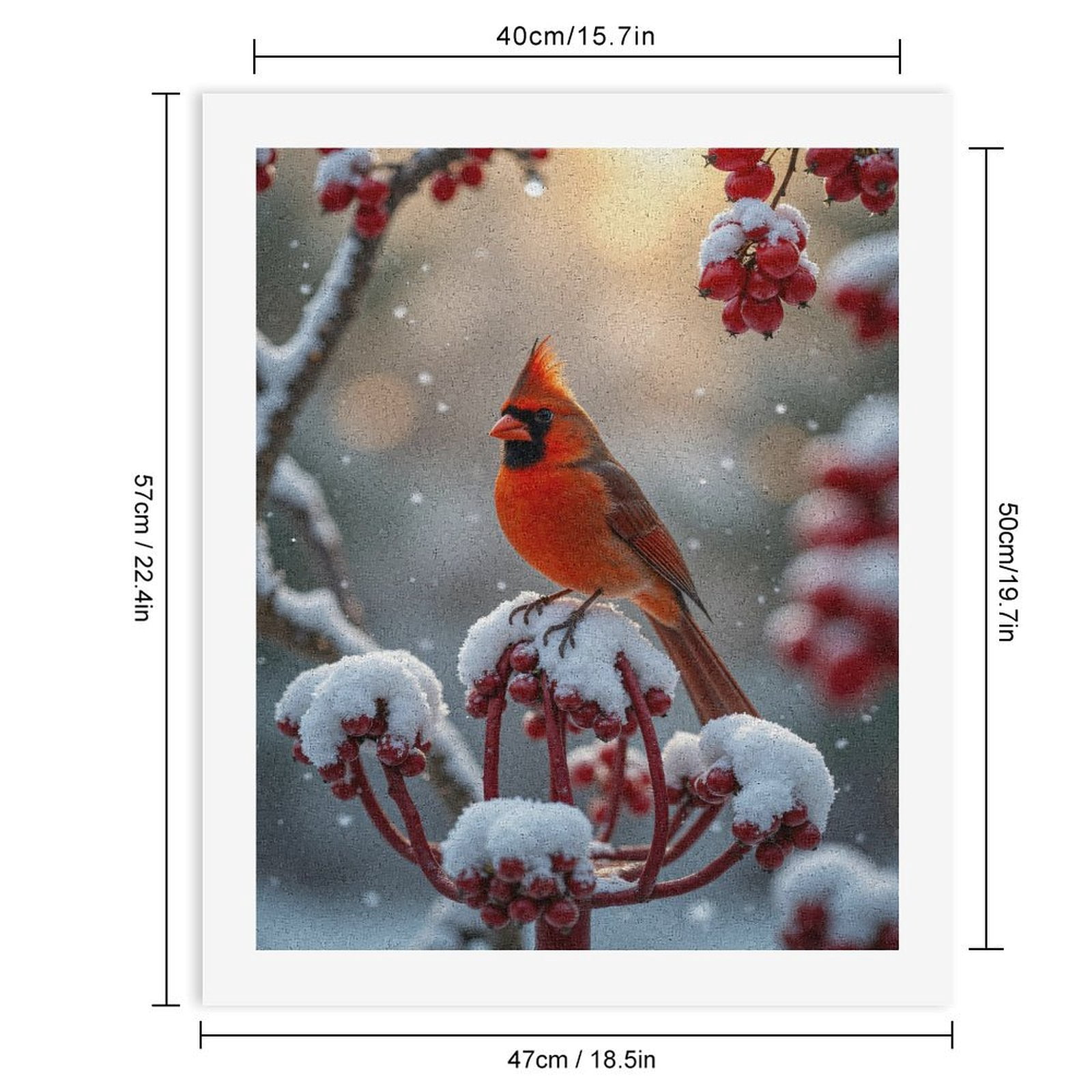 Paint by Numbers Kit for Adults, Winter Cardinal Snow Red Berries Paint by Numbers, Easy Paint by Numbers Kit for Adults Beginner, DIY Adult Paint by Number Kits on Canvas, Home Decor