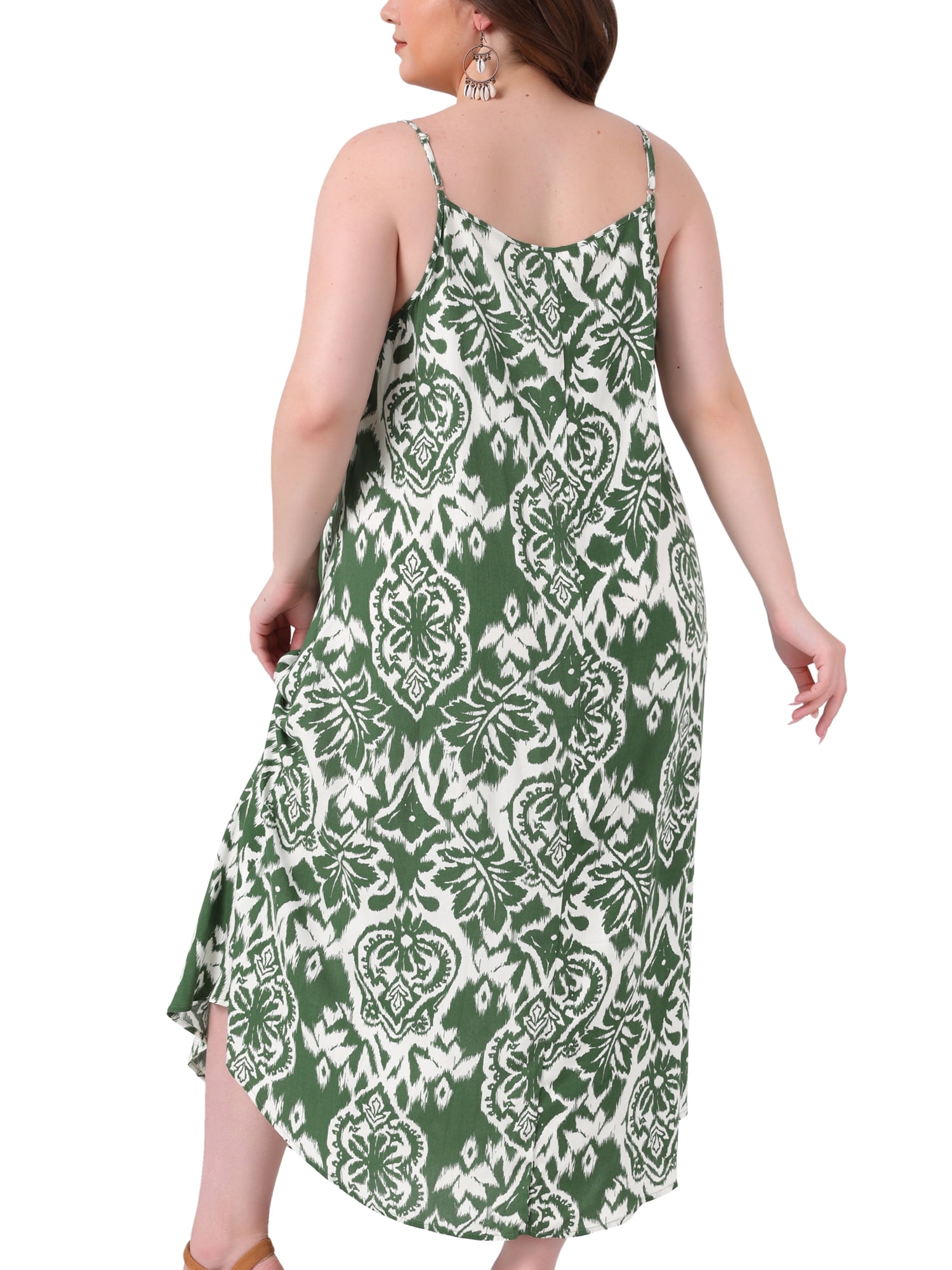 DARING DIVA Plus Women's Size Bohemian Spaghetti Straps Long Dress 3X Green