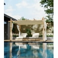 thumbnail image 3 of Senfot 10x10 FT Outdoor Pergola with Retractable Canopy 4 White Curtains Weatherproof Aluminum Patio Shade Structure, 3 of 9