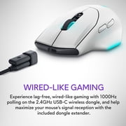 Alienware Wireless Gaming Mouse AW620M 2.4GHz 26000 DPI 7 Buttons Lunar Light