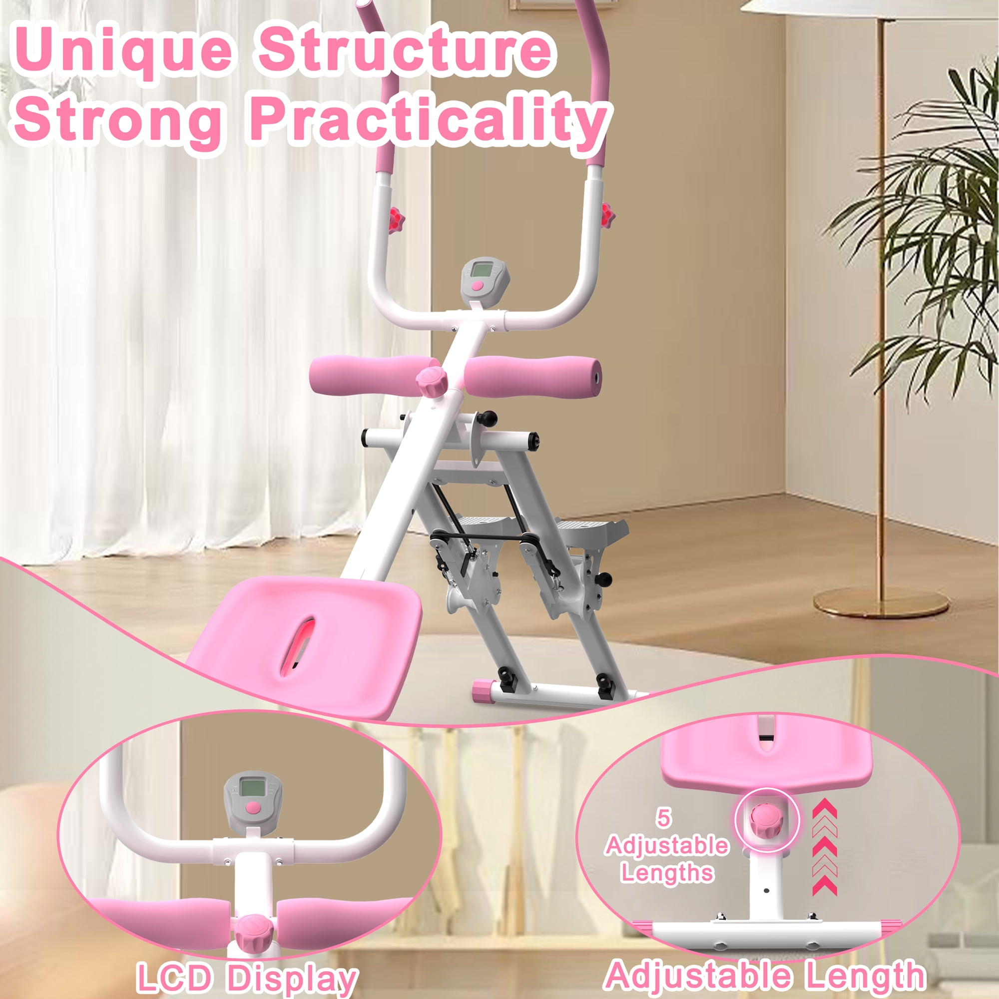 2-In-1 Stair Stepper And AB Workout Machine, Pink
