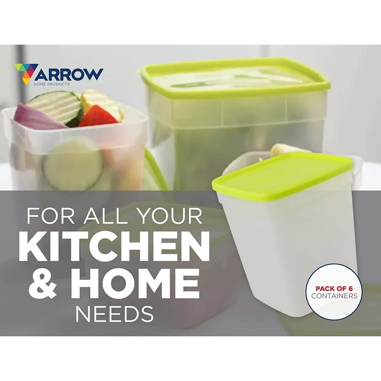  Arrow Home Products 1 Quart Freezer Food Storage Containers  with Lids, 6 Pack - USA Made Reusable Freezer Containers for Food Storage -  Prep, Store, Freeze - BPA Free, Dishwasher Safe