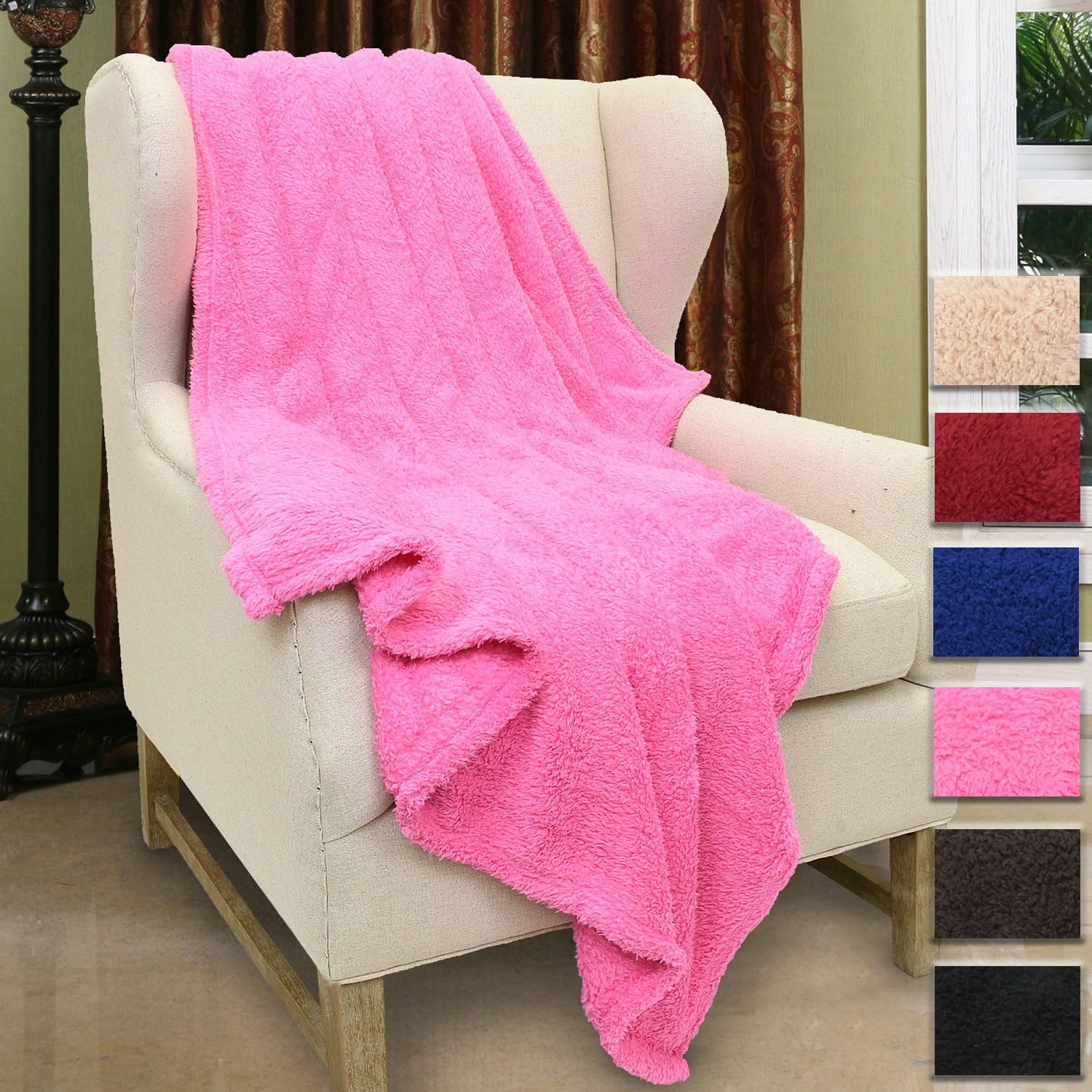 Sherpa Throw Blanket Blue 50" x 60", Fuzzy Couch Throw ...