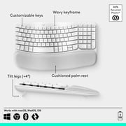 Logitech Wave Keys Wireless Ergonomic Keyboard with Cushioned Palm Rest, Comfortable Natural Typing, Easy-Switch, Bluetooth, Logi Bolt Receiver, for Multi-OS, Windows/Mac - Off White