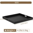 thumbnail image 3 of Hanobe Square Extra Large Ottoman Tray：Black Leather Decorative Tray with Handles for Ottoman Table Topper Coffee Table Living Room 22" x 22", 3 of 9