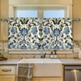 thumbnail image 2 of Yayeee Kitchen Curtains Tier Set of 2 Light Filtering 57"x24" Over Sink Window Panels, Blue Floral, 2 of 7