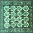 thumbnail image 1 of Ahgly Company Machine Washable Indoor Square Persian Turquoise Blue Traditional Area Rugs, 4' Square, 1 of 4