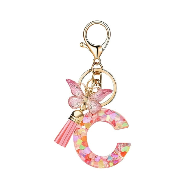 RXIRUCGD Fashion 26-letter Key Chain Pendant Butterflys Tassel Key Chain Elegant Fashion Multi-functional Use