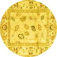 thumbnail image 1 of Ahgly Company Machine Washable Indoor Round Oriental Yellow Traditional Area Rugs, 5' Round, 1 of 4