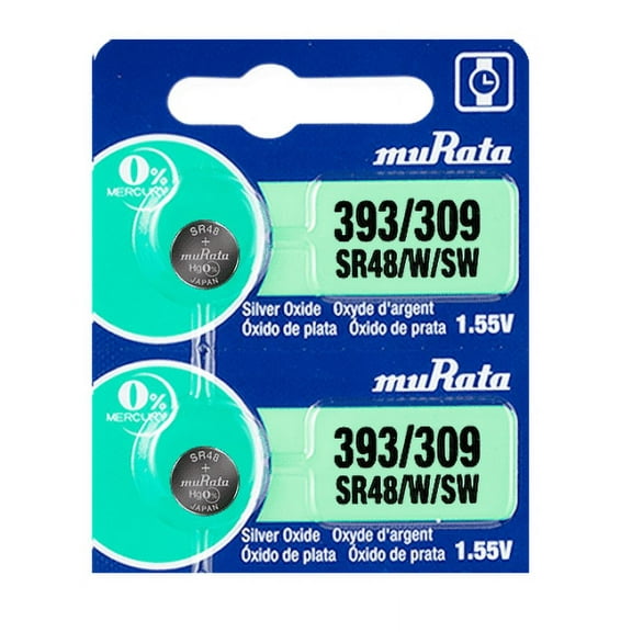 Murata 393/309 Battery 1.55V Silver Oxide Watch Button Cell (2 Batteries)