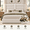Off-White, variant on Frostbloom King Size Lift Up Hydraulic Storage Bed Frame Velvet Upholstered Wingback Headboard Off-White