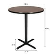 thumbnail image 3 of Hampden Furnishings Bennet Collection Steel Frame 36" Round Top, X Base, 42" Height Cafe Table, Black Frame/Mahogany Top, 3 of 5