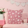 thumbnail image 2 of Valentine''s Day Pillow Covers 18x18 Inch Set of 2 White Hearts Decor Pink Throw Pillow Covers Valentine''s Day Cushion Case Decoration for Sofa Couch, 2 of 6