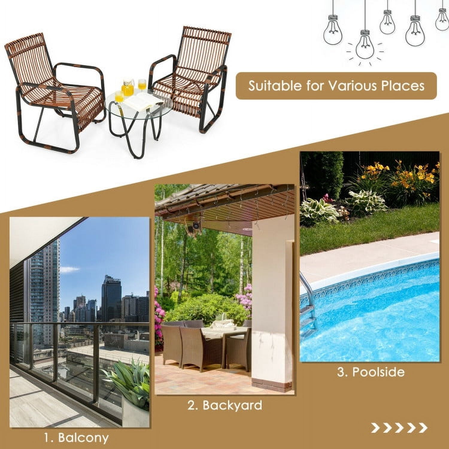 Aimee Lii 3 Pieces Wicker Patio Furniture Set with 2 Single Wicker Chairs and Glass Side Table Aimee Lii 3 Pieces Wicker Patio Furniture Set with 2 Single Wicker Chairs and Glass Side Table