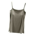 thumbnail image 2 of Débardeurs Femme, Camisole Femme Couleur Unie Fendue avec Coussinet de Poitrine Style Mince pour Porter à l'Intérieur et à l'Extérieur Sans Manches Dos Haut Col Rond, 2 of 5