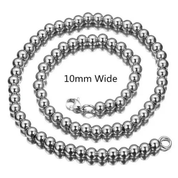 Women Men's 316L Stainless Steel Ball Beads Chain Necklace Jewelry 6/8/10mm
