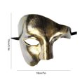 thumbnail image 3 of Máscara de media cara fantasma Máscara veneciana fantasma para fiesta de Halloween (oro antiguo), 3 of 6