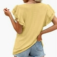 thumbnail image 5 of Tittly T Shirts for Women Basic Tees Women's Summer Top V Neck Ruffle Short Sleeve Casual Loose Tee T Shirts Tshirts Shirts Womens Tops Yellow XXL, 5 of 7