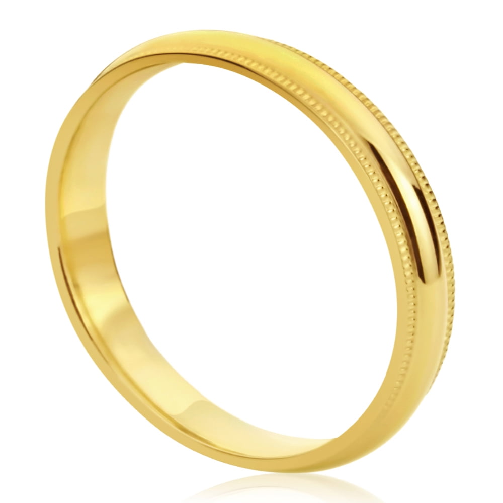 Prime Pristine 14K Yellow Gold Wedding Band 4mm Domed Classy Plain Comfort Fit Ring 