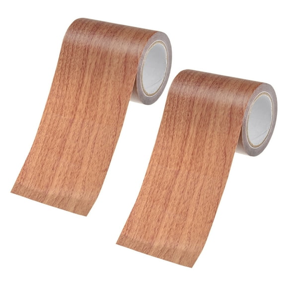 Uxcell 2-Roll Wood Grain Repair Tape, 2.24inch x 15ft Self-Adhesive Wood Floor Tape, Realistic Textured Repair [Chocolate Pine]