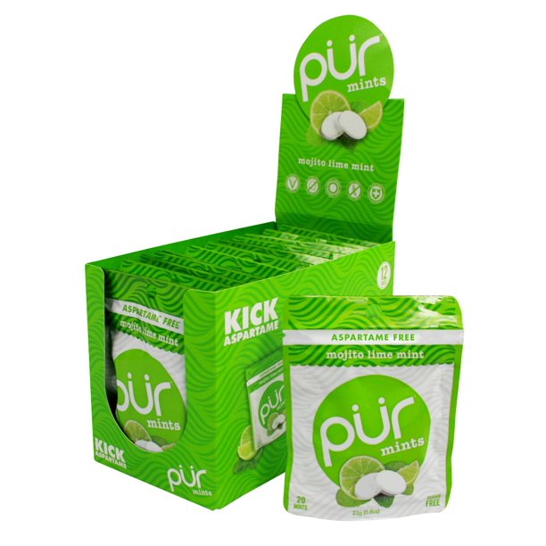 PUR Mints, Aspartame Free Mojito Lime Breath Mints, 20pcs, 12ct