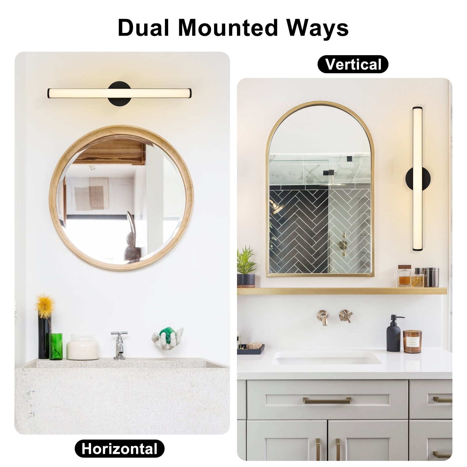 Melucee Bathroom Vanity Light Bar 30 Inch Black Bathroom Light Fixtures Over Mirror Integrated LED Modern Bath Wall Lighting Fixture
