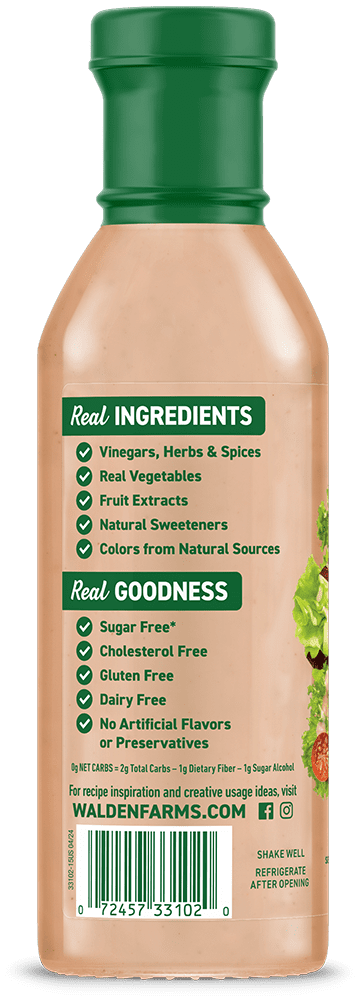 Walden Farms Thousand Island Dressing, 12 oz. Bottle, Fresh and Delicious Salad Topping, Sugar Free 0g Net Carbs Condiment, Smooth and Creamy