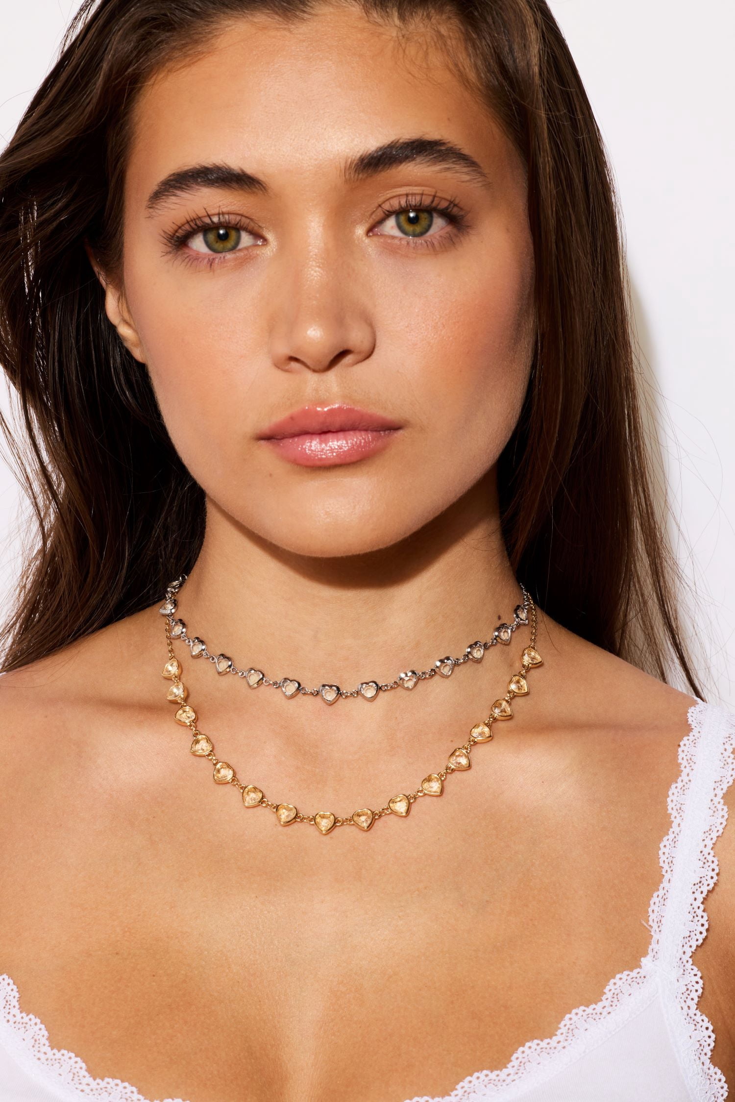Bella by Thorne Semi CZ Heart Adult Necklace,Silver, (Unisex)