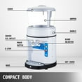 thumbnail image 2 of KFFKFF 110V Industrial Ice Crusher 1100LBS/H, 17.6 LBS Capacity Hopper, 350W Electric Tabletop Snow Cone Machine 320 RPM, Ideal for Parties, Events, and Snack Bars, 2 of 9