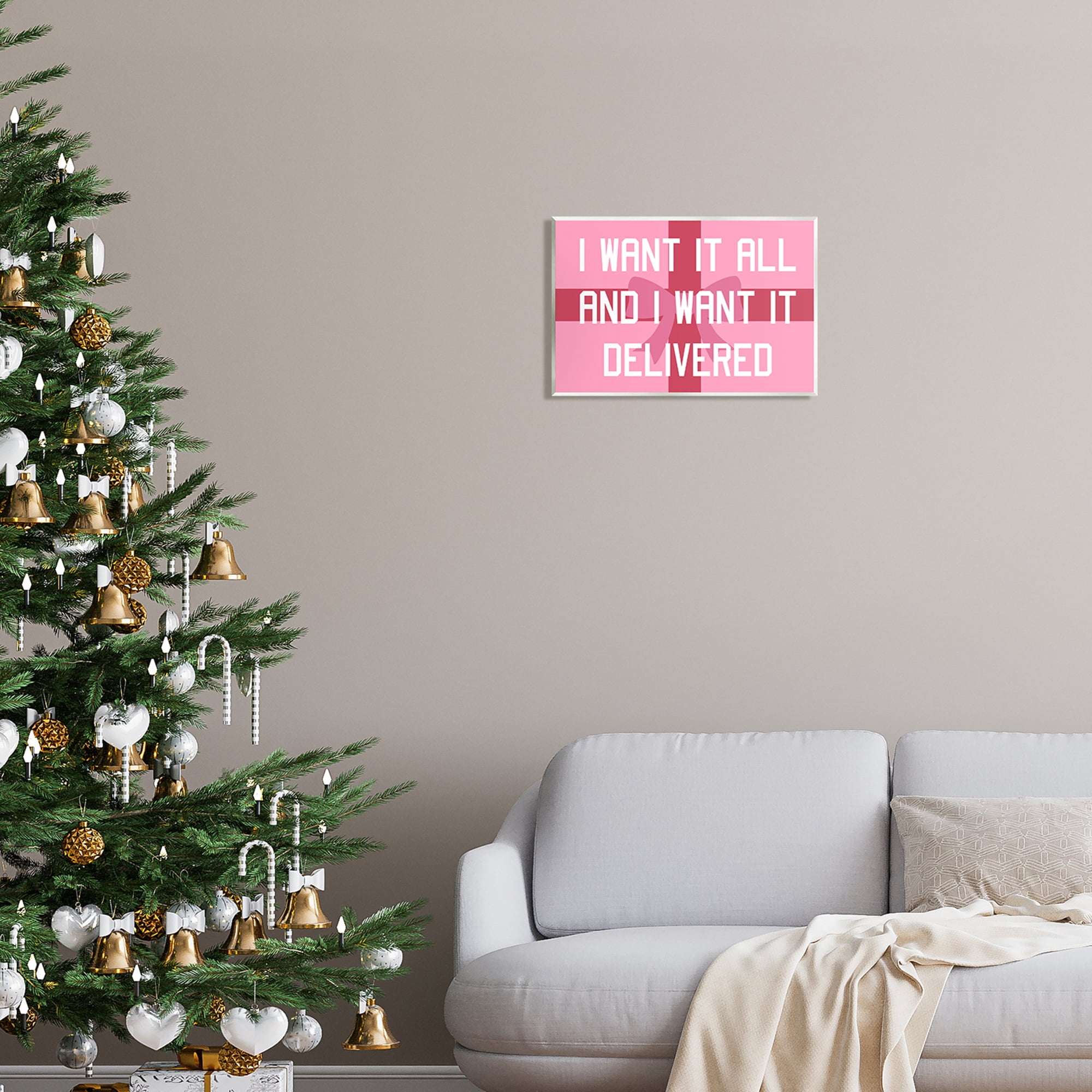 Stupell Industries Funny Want Gifts Delivered Holiday Painting Unframed Art Print Wall Art, 15 x 10